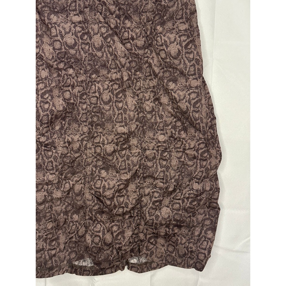 XCVI Womens Brown Snakeskin Ruched Crinkle Maxi Skirt L Lagenlook Boho Art Y2K - Picture 4 of 6